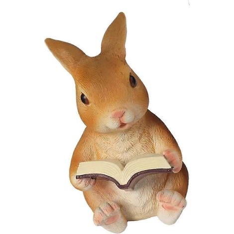 Figurine de lapin en résine, ornement de jardin, sculpture animale réaliste. (1/5)