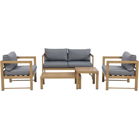 Gartenmöbelset Favignana in Holzoptik, 70 x 65 x 63,5 cm, 50 x 50 x 40,5 cm, 90 x 40 x 28,5 cm