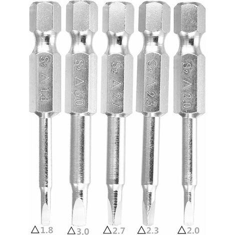 Set di 5 punte di viti triangolari magnetiche in acciaio S2, lunghezza 50 mm, diametro 6,35 mm. (1/3)