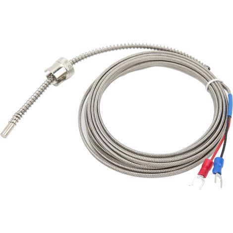 Sonde thermocouple type K en acier inoxydable resistant chocs anti-parasite anticaustique pour controle temperature 3 m (1/5)