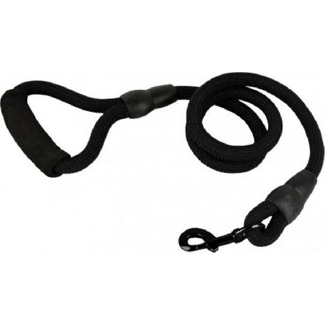 TRADE SHOP - Guinzaglio A Corda Nylon Cani Cane Taglia Media 120 Cm Con Moschettone Nero - Nero