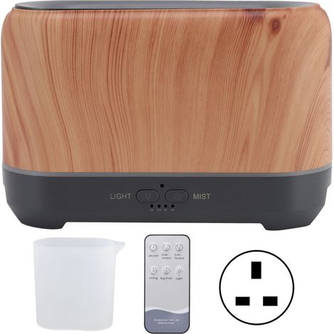 Diffuseur d'air 200ml, ABS, 24V 8W, brumisateur parfumé avec lampe LED effet flamme, télécommande, prise UK 100-240V (1/5)