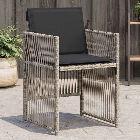 vidaXL Garden Chairs with Cushions 4 pcs Light Grey Poly Rattan (1/5)