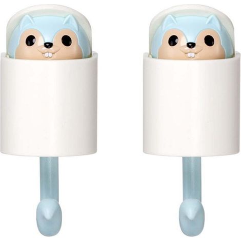 Crochet Adhesivo Forma Ardilla - ABS Resistente - Para Baño Cocina Oficina - Decoracion Infantil Habitacion - Pack De 2 (1/5)