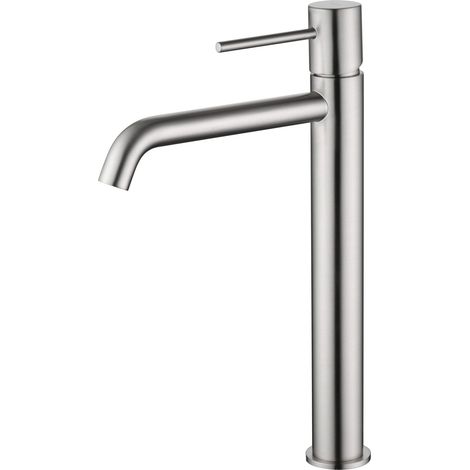 IMEX Hocharmatur für Waschtisch gebürstetes Nickel Messing und Zamak Keramikkartusche Ø26 mm inkl 2 flexibler 3-8 Schläuche – Modell MONZA BDM039-3NQ