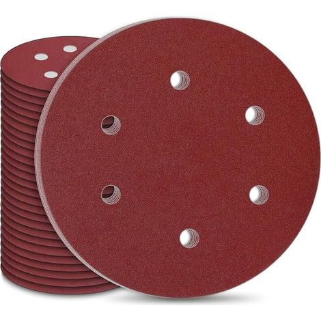 30Pcs Disque Poncage 225 mm, Disque Abrasif 225mm 6 Trous Ronds Papier Abrasif Grain 5 x P60/80/120/180/240/400 Disques Abrasifs pour Cloisons Sèches Ponceuse Girafe (1/5)