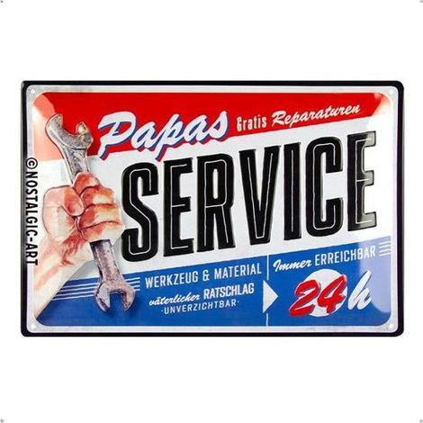 Plaque - Enseigne publicitaire - Vintage - Papas service - Design rétro - 20x30cm (1/3)