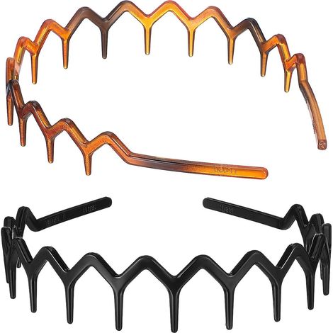 Lot de 2 Bandeaux Peigne Antidérapants en Plastique et Résine, Accessoires pour Cheveux pour Femmes, Serrage-tête à Dents Élégant pour Usage Quotidien et Chignon (1/5)