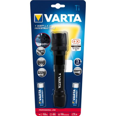 Linterna eléctrica 1 W - Led Indestructible Light - 2 AA - Varta - 18701101421 - (1/2)
