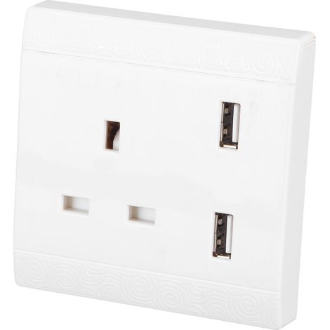 Prise murale de charge avec double port USB 13 A 110 V / Plaque de prise électrique murale blanche (1/5)