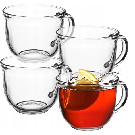 KADAX Teegläser mit Henkel, 480 ml Glastassen-Set, 4 Stück