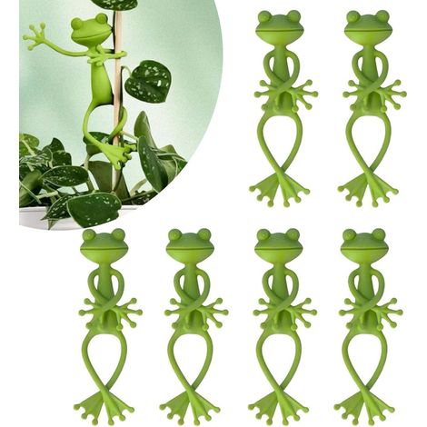 APEX Lot de 6 attaches pour plantes en forme de grenouille, flexibles, pliables, réglables et réutilisables. (1/5)