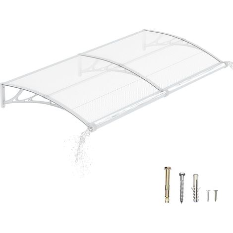 Front Door Canopy 80 × 200 cm Polycarbonate Exterior Door Canopy Rain and UV Protection for Home, Balcony and Patio (1/5)