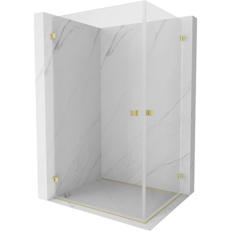 Cabine de douche à charnière Mexen Lunar-B Duo 100 x 90 cm, transparent, or brossé - 832-100L-090P-55-00 (1/5)
