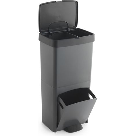 Secchio per Raccolta Differenziata SP Berner Antracite 10 L 30 L x 2 Plastica 3 Compartimenti (1 Unità) (1/6)