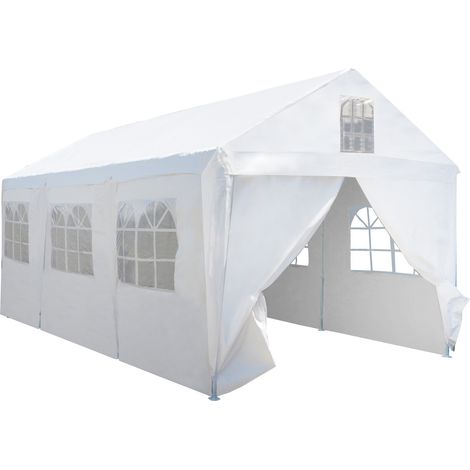 Primaster Großraumzelt 600 x 300 cm inkl. 2 Giebelseitenteilen weiß Pavillon (1/3)