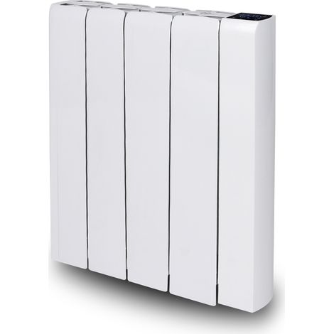 Warm Tech – Radiateur à inertie céramique 1000W – Thermostat digital programmable – Timer 7 jours – Fixation murale – Châssis en fonte d'aluminium (1/5)