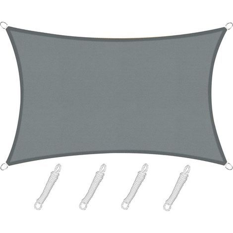 QAZQA Rechteckiges Sonnensegel 2,5 x 3 m, Grau, wasserdichtes Gewebe mit 95 % UV-Schutz, für den Außenbereich, Garten, Terrasse und Pool (1/5)