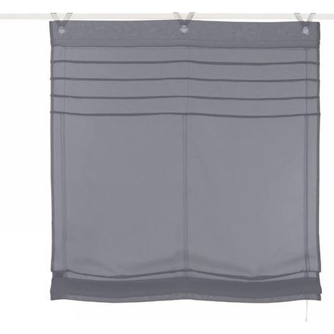 Store romain avec tissu occultant et œillets pour fenêtre de cuisine et bureau - 120 x 140 cm - En polyester avec crochets en V et tiges transparentes (gris foncé) (1/5)