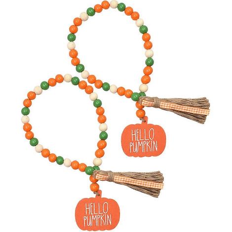 Guirlande de perles en bois style rustique, ornement à suspendre, 8 pièces (1/5)