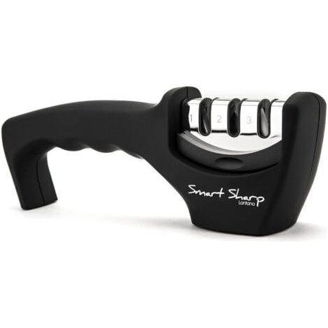 Pair Aiguiseur à 3 phases Smart Sharp - pour couteaux de cuisine - résultat professionnel/design ergonomique - pierre céramique/carbure tungstène/diamant - finition noire/chromée (1/5)