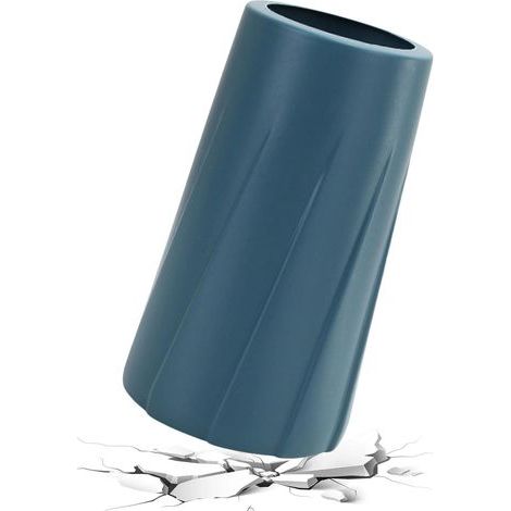 Moderne, bruchsichere Kunststoffvase in Keramikoptik für Zuhause, Büro oder Tisch (blau/weiß) (1/5)