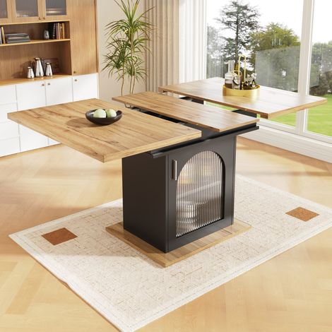 Mesa comedor extensible con almacenaje y vidrio OKMYHOME (1/5)