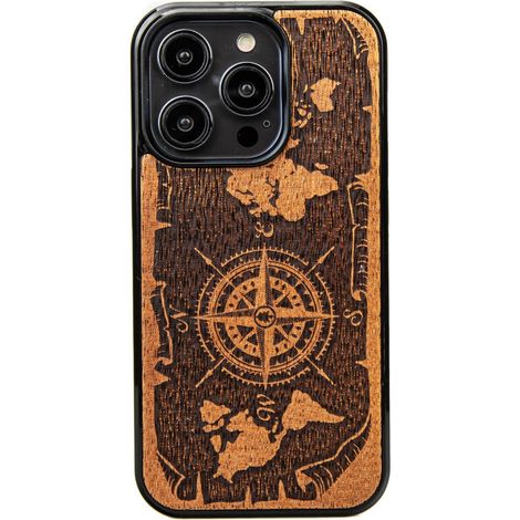 Bewood Holzhülle für iPhone 15 Pro WIND ROSE MERBAU (1/5)