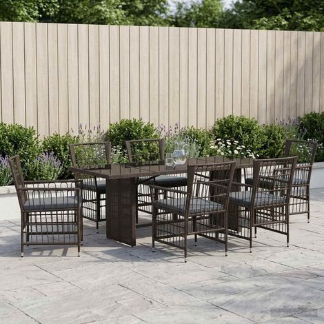 Set da pranzo per esterni 7 pz Nero polyrattan vidaXL (1/5)