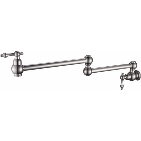 Robinet de remplissage de pot Spout Swewing de luxe à double jointe et levier en laiton Poignées Simple Cold Pot Robiste Robinet de cuisine murale robinet mural Robinet pliant ( Color : Brushed Stainl (1/4)