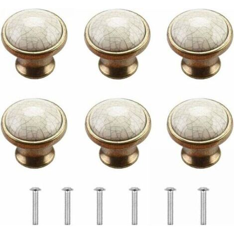Poignées de meubles Poignées de portes d'armoires Lot de 6 Poignées de meubles en céramique Poignées de meubles vintage Poignées de portes Poignées de commode Poignées de portes de cuisine