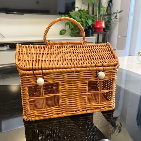 Petit panier fourre-tout style nordique, panier de rangement portable, panier tendance, panier pour étagère (1/5)