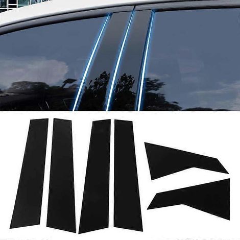 Lot de 6 autocollants noirs brillants pour garnitures de vitres latérales de portières Honda Civic Berline 10e génération (2016-2021). (1/5)