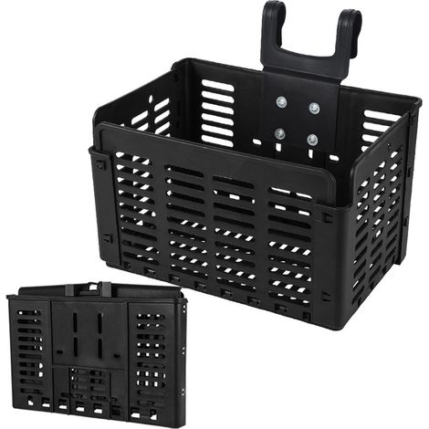 Panier de vélo pliable en plastique (noir) – Panier de vélo à suspendre universel avec montage robuste pour vélos et vélos électriques (1/5)