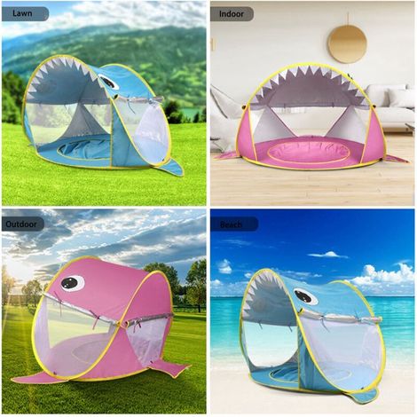 Tente de plage pop up bébé rose – Protection UV, anti‑vent, stable – Parasol portable pour sieste enfant à la mer ou piscine