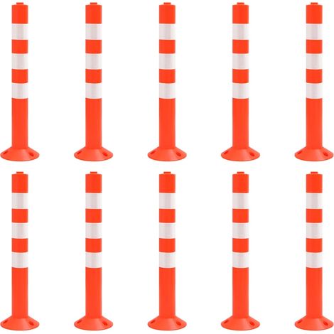 10 bornes de contrôle du trafic 75 cm en PE rouge et argenté avec bandes réfléchissantes - PANGIVO (1/5)