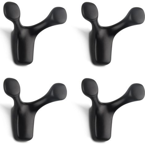 Stück Doppelwandhaken aus Zinklegierung für Badezimmer, Schlafzimmer und Küche, Schrauben inklusive (schwarz)