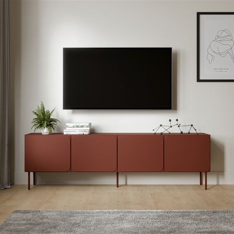 Mobile Porta tv Mornago, un Ripiano, 2 Ante, 4 Vani, 200x42x60h cm Marrone Terracotta (1/4)