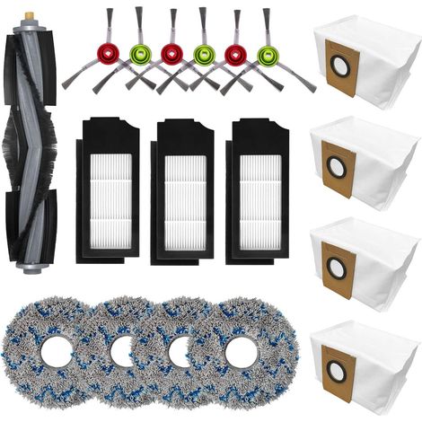 Kit d'accessoires de rechange pour Ecovacs Deebot X1 Turbo et Omni, 1 brosse principale, 6 brosses latérales, 3 filtres Hepa, 4 chiffons et 4 sacs (1/5)