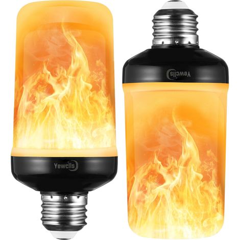 AUTRUCKER Lot de 2 ampoules LED à effet flamme, 4 modes, 51 LED, culot E27, pour Halloween, Noël, les porches et les terrasses. (Lumière jaune) (1/5)
