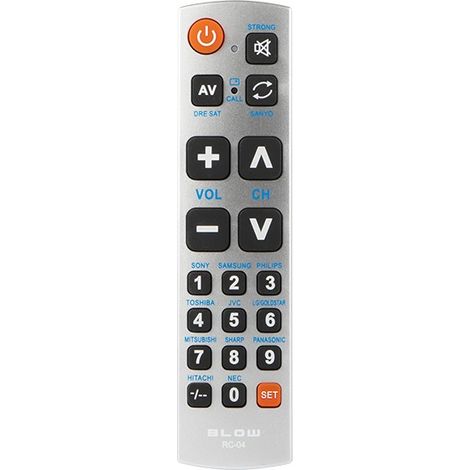 Télécommande universelle Blow RC-04 pour téléviseurs, idéale pour les seniors et les enfants. Gros boutons.