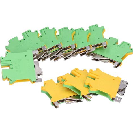 Lot de 50 Borniers de Terre Rail DIN 2 Canaux Câblage Latéral 34A USLKG-5 (1/5)