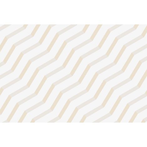 Papier peint panoramique mansardée trompe l'œil | Tapisserie panoramique design à motif géométrique salon | Papier peint panoramique beige et blanc 3d - 267 x 400 cm (4 pièces) (1/3)