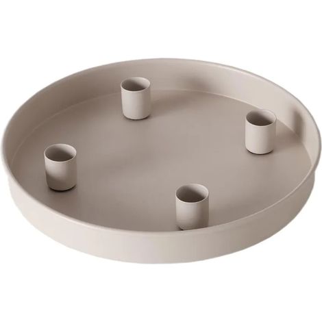 Plateau magnétique pour bougies coniques, diamètre 25 cm, couleur beige, porte-bougies en métal avec 4 aimants, plateau décoratif pour bougies de l'Avent (1/4)