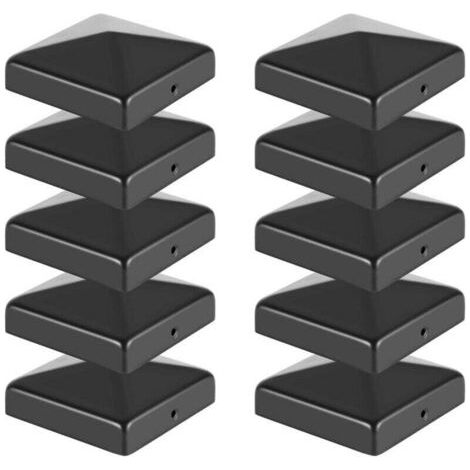 Capuchon de poteau Chapeau pyramide Clôture de protection 91x91mm Noir (1/4)