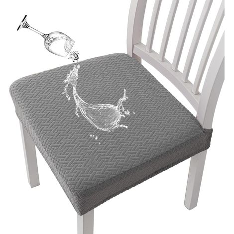 Wasserdichte Jacquard-Stretch-Stuhlhussen für das Esszimmer, 2er-Set (hellgrau, 2 Stück) (1/5)