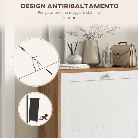 Scarpiera fine 3 niveaux ajustables sur 2 hauteurs, capacité 12 paires, panneaux de particules et MDF, dimensions 60x24.5x75.5 cm (1/5)