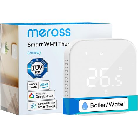Thermostat Connecté Encastrable, WiFi pour Chaudière Gaz/Chauffage au Sol à Eau, Filaire Compatible avec et , Commande Vocale et Contrôle à Distance (1/5)