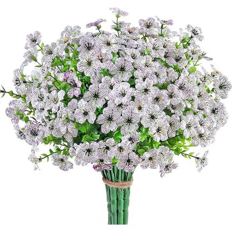 10 Pices De Fleurs Artificielles En Eucalyptus Blanc, Fleurs Artificielles Pour L'extrieur, Fleurs Artificielles Pour La Dcoration De La Maison, F (1/5)