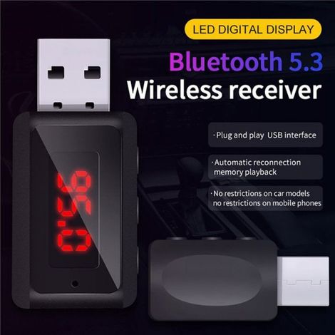 Transmetteur FM - Bluetooth 5.3 - Pour Autoradio Voiture - USB Alimenté - Avec Microphone pour Appels Mains Libres - 2 Pièces (1/5)